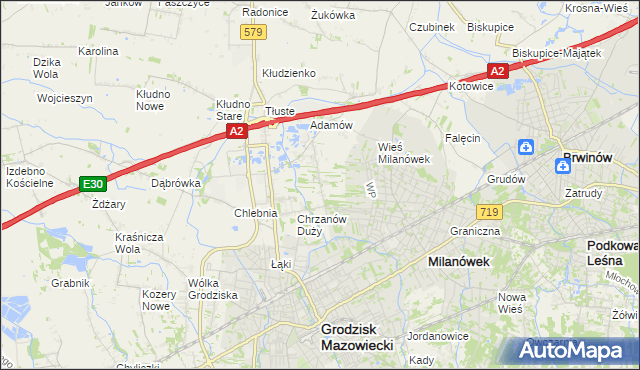 mapa Chrzanów Mały, Chrzanów Mały na mapie Targeo