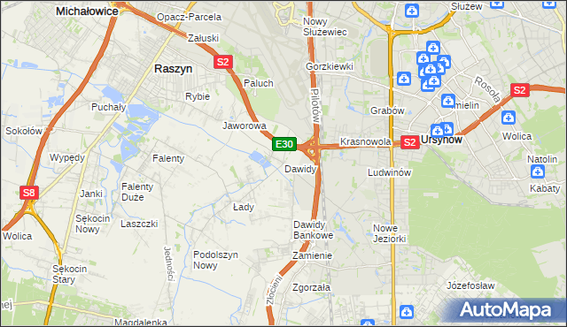 mapa Dawidy gmina Raszyn, Dawidy gmina Raszyn na mapie Targeo