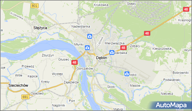 mapa Dęblin, Dęblin na mapie Targeo