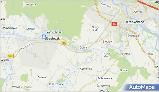 mapa Dobra gmina Strzeleczki, Dobra gmina Strzeleczki na mapie Targeo