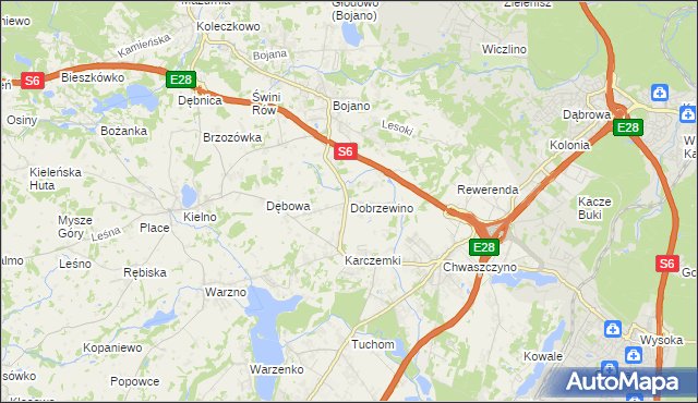 mapa Dobrzewino, Dobrzewino na mapie Targeo