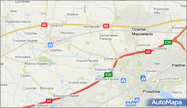 mapa Domaniewek gmina Brwinów, Domaniewek gmina Brwinów na mapie Targeo