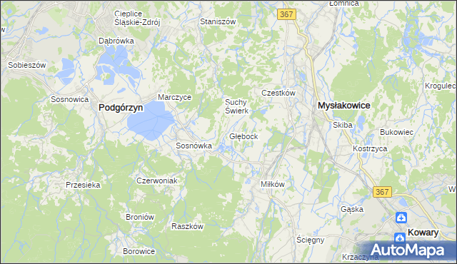 mapa Głębock gmina Podgórzyn, Głębock gmina Podgórzyn na mapie Targeo