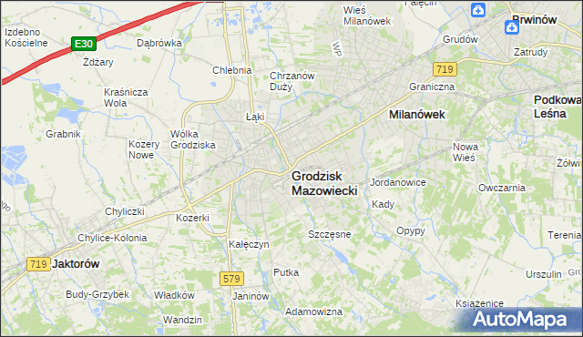 mapa Grodzisk Mazowiecki, Grodzisk Mazowiecki na mapie Targeo