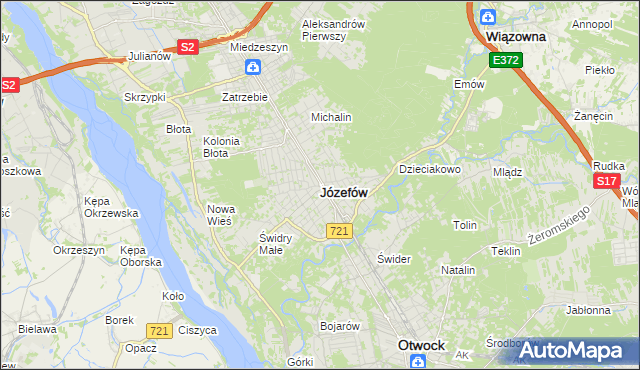 mapa Józefów powiat otwocki, Józefów powiat otwocki na mapie Targeo