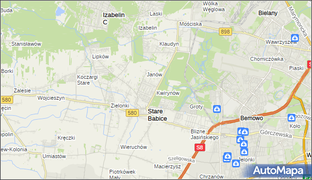 mapa Kwirynów gmina Stare Babice, Kwirynów gmina Stare Babice na mapie Targeo