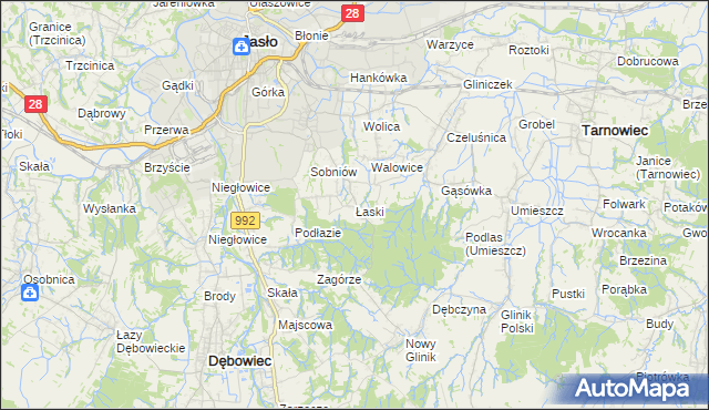 mapa Łaski gmina Jasło, Łaski gmina Jasło na mapie Targeo