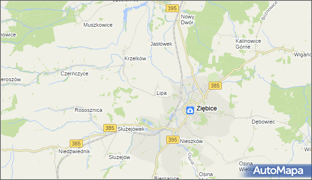 mapa Lipa gmina Ziębice, Lipa gmina Ziębice na mapie Targeo