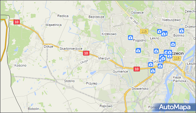 mapa Mierzyn gmina Dobra (Szczecińska), Mierzyn gmina Dobra (Szczecińska) na mapie Targeo