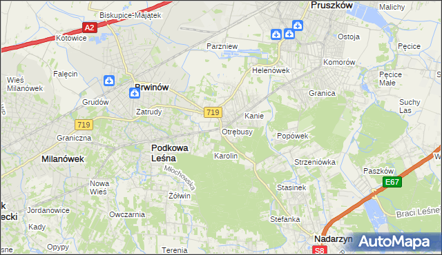 mapa Otrębusy, Otrębusy na mapie Targeo