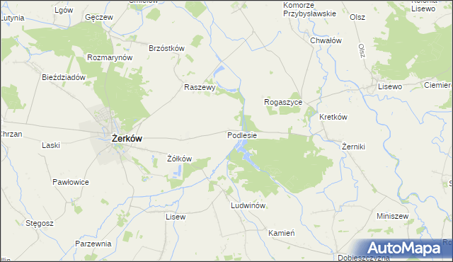 mapa Podlesie gmina Żerków, Podlesie gmina Żerków na mapie Targeo