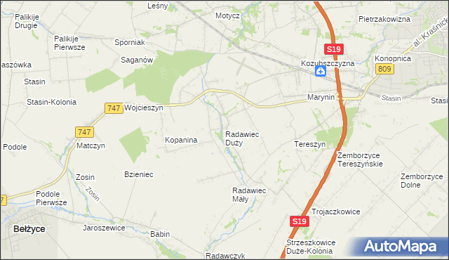 mapa Radawiec Duży, Radawiec Duży na mapie Targeo