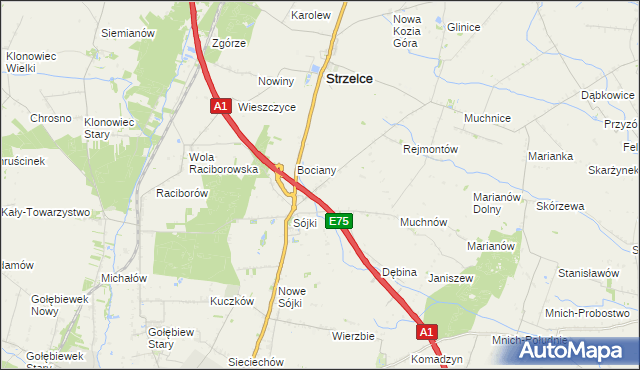 mapa Sójki-Parcel, Sójki-Parcel na mapie Targeo