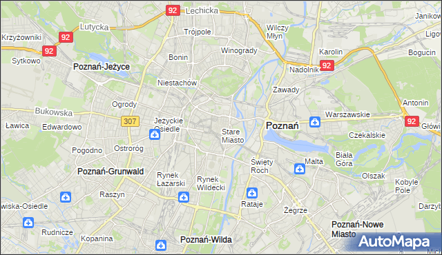 mapa Stare Miasto gmina Poznań, Stare Miasto gmina Poznań na mapie Targeo