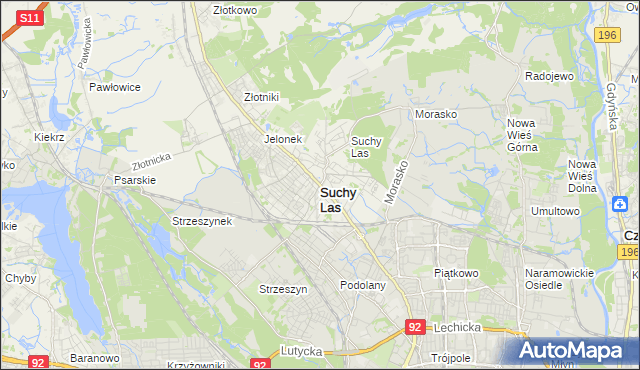 mapa Suchy Las powiat poznański, Suchy Las powiat poznański na mapie Targeo