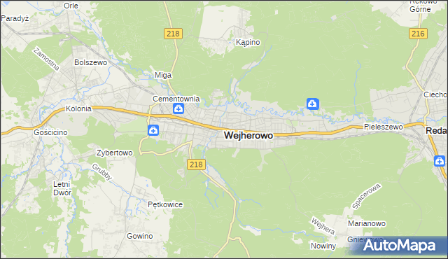 mapa Wejherowo, Wejherowo na mapie Targeo