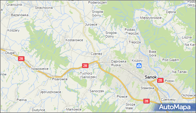 mapa Zabłotce gmina Sanok, Zabłotce gmina Sanok na mapie Targeo