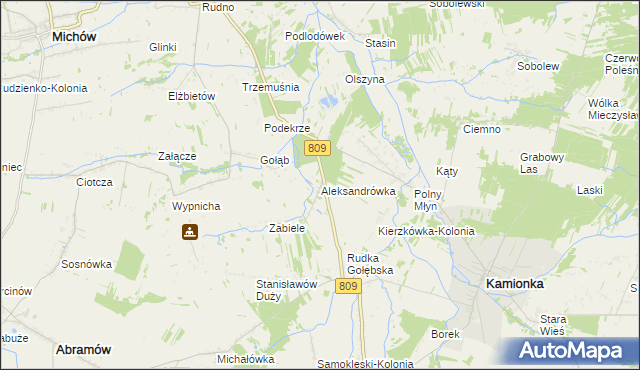 mapa Aleksandrówka gmina Michów, Aleksandrówka gmina Michów na mapie Targeo