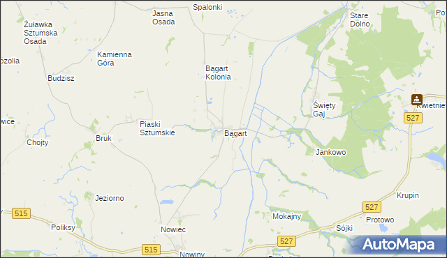 mapa Bągart gmina Dzierzgoń, Bągart gmina Dzierzgoń na mapie Targeo
