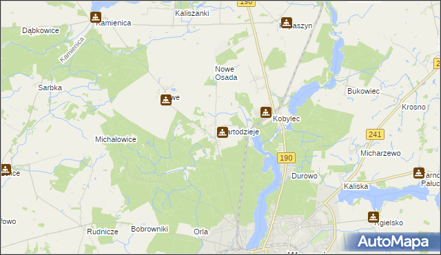 mapa Bartodzieje gmina Wągrowiec, Bartodzieje gmina Wągrowiec na mapie Targeo