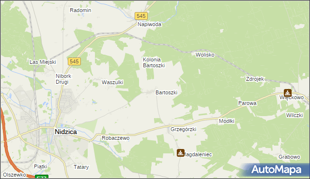 mapa Bartoszki, Bartoszki na mapie Targeo