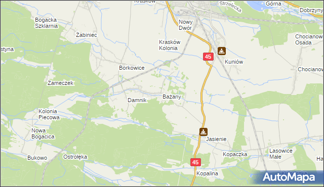 mapa Bażany, Bażany na mapie Targeo