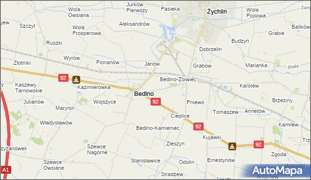 mapa Bedlno-Wieś, Bedlno-Wieś na mapie Targeo