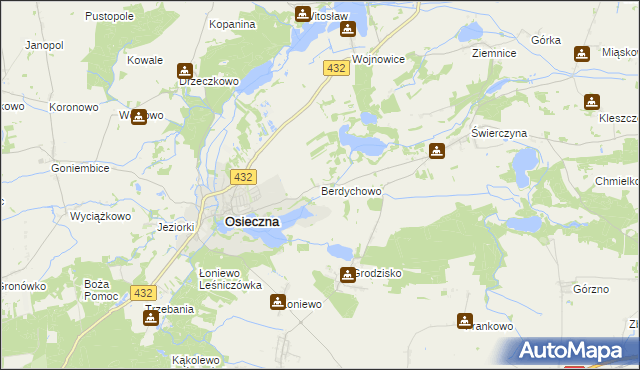 mapa Berdychowo gmina Osieczna, Berdychowo gmina Osieczna na mapie Targeo