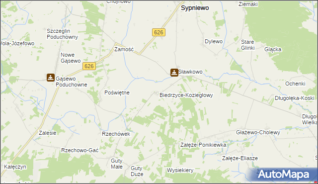 mapa Biedrzyce-Koziegłowy, Biedrzyce-Koziegłowy na mapie Targeo