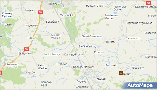 mapa Bieńki-Karkuty, Bieńki-Karkuty na mapie Targeo