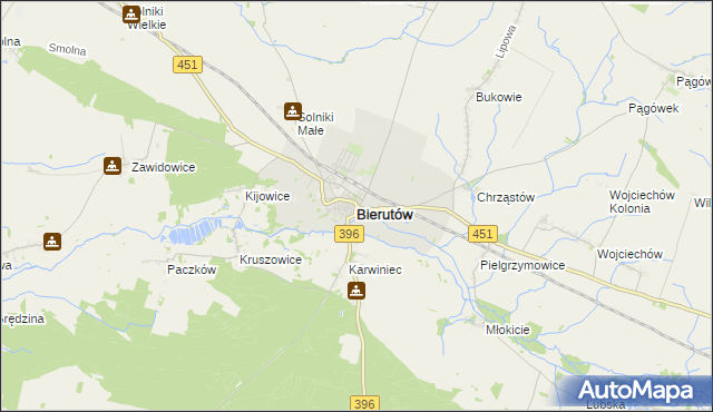 mapa Bierutów, Bierutów na mapie Targeo