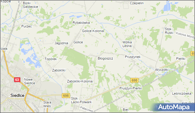 mapa Błogoszcz, Błogoszcz na mapie Targeo