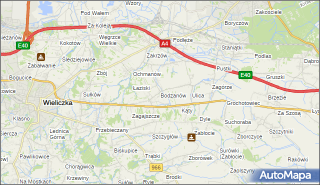 mapa Bodzanów gmina Biskupice, Bodzanów gmina Biskupice na mapie Targeo