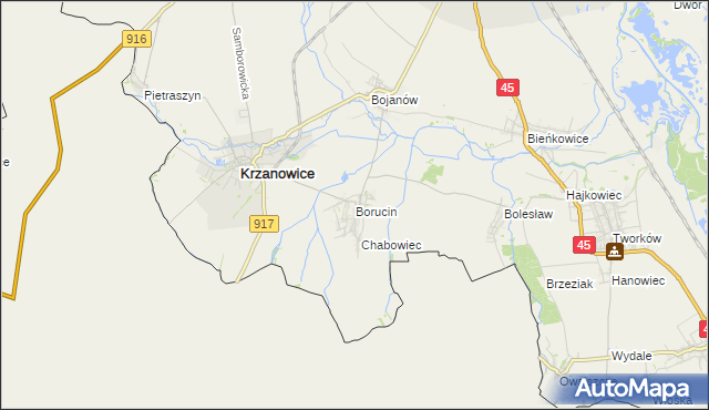 mapa Borucin gmina Krzanowice, Borucin gmina Krzanowice na mapie Targeo