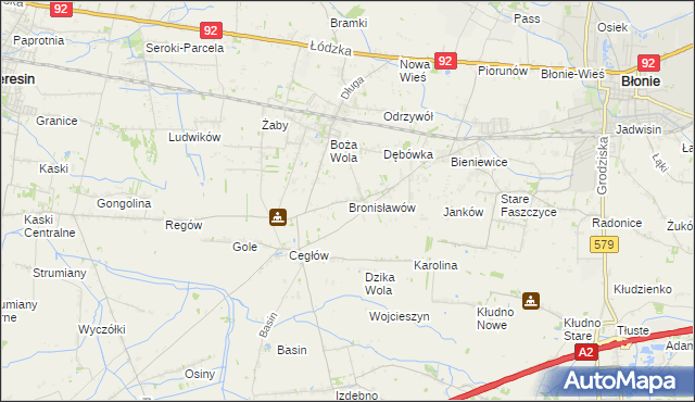 mapa Bronisławów gmina Baranów, Bronisławów gmina Baranów na mapie Targeo