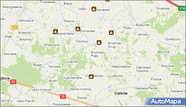 mapa Brudnów Stary, Brudnów Stary na mapie Targeo