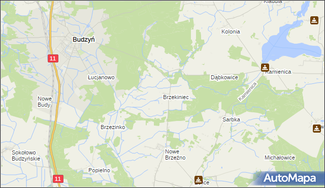 mapa Brzekiniec, Brzekiniec na mapie Targeo