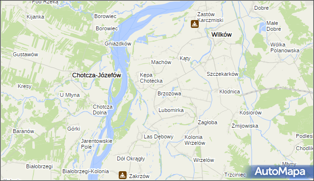 mapa Brzozowa gmina Wilków, Brzozowa gmina Wilków na mapie Targeo