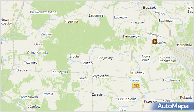 mapa Chajczyny, Chajczyny na mapie Targeo