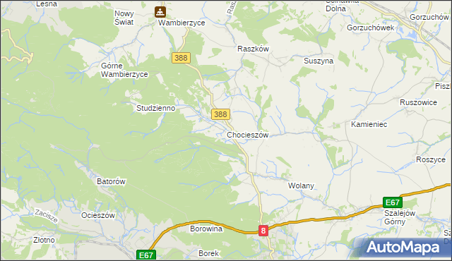 mapa Chocieszów, Chocieszów na mapie Targeo