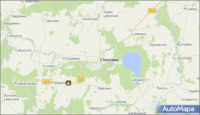 mapa Choczewo, Choczewo na mapie Targeo