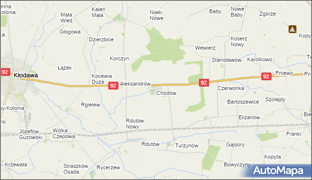 mapa Chodów powiat kolski, Chodów powiat kolski na mapie Targeo