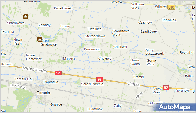 mapa Cholewy gmina Błonie, Cholewy gmina Błonie na mapie Targeo