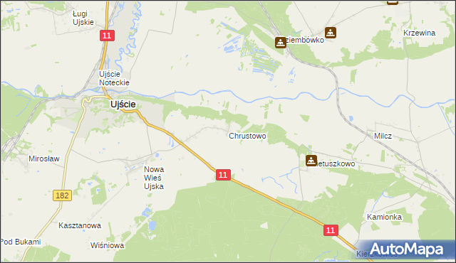 mapa Chrustowo gmina Ujście, Chrustowo gmina Ujście na mapie Targeo