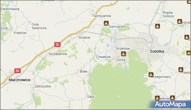 mapa Chwałków, Chwałków na mapie Targeo