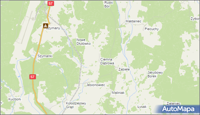 mapa Ciemna Dąbrowa, Ciemna Dąbrowa na mapie Targeo