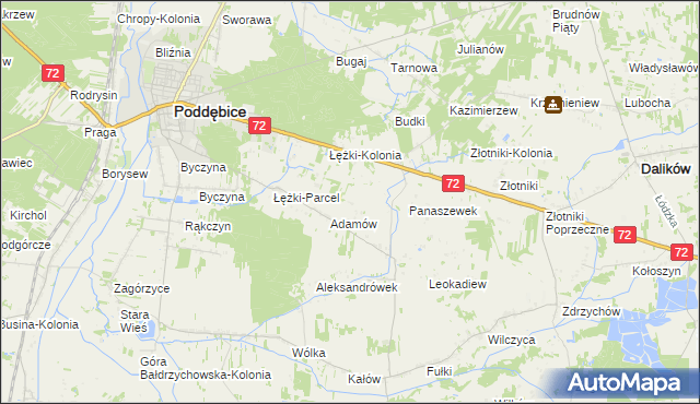 mapa Ciężków gmina Poddębice, Ciężków gmina Poddębice na mapie Targeo