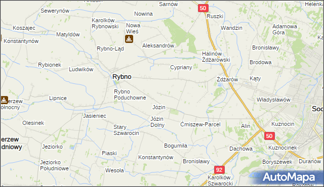 mapa Ćmiszew Rybnowski, Ćmiszew Rybnowski na mapie Targeo