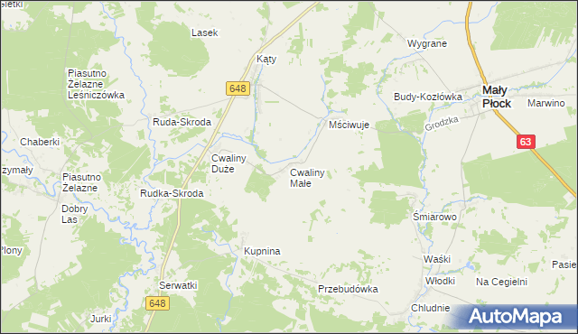 mapa Cwaliny Małe, Cwaliny Małe na mapie Targeo