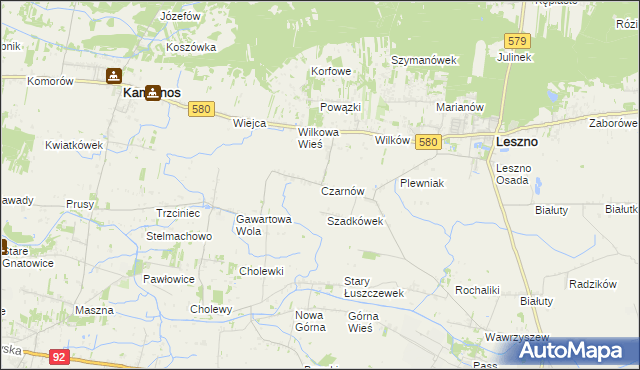 mapa Czarnów gmina Leszno, Czarnów gmina Leszno na mapie Targeo